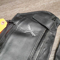 Pr Leather Half Chaps *vgc, mnr dirt, stretched elastic, inside: shavings & hay
