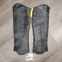 Pr Leather Half Chaps *vgc, mnr dirt, stretched elastic, inside: shavings & hay
