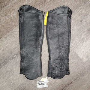 Pr Leather Half Chaps *vgc, mnr dirt, stretched elastic, inside: shavings & hay