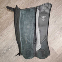 Pr Leather Half Chaps *vgc, mnr dirt, stretched elastic, inside: shavings & hay