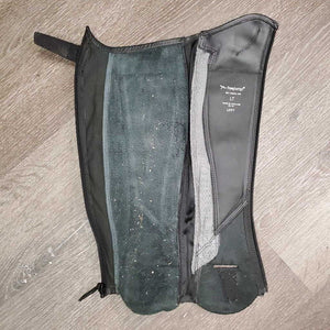 Pr Leather Half Chaps *vgc, mnr dirt, stretched elastic, inside: shavings & hay