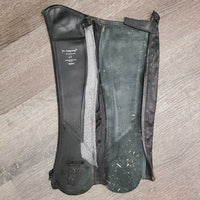 Pr Leather Half Chaps *vgc, mnr dirt, stretched elastic, inside: shavings & hay
