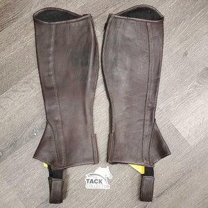 Pr Leather Half Chaps, Back Zip *vgc, mnr dirt, rubs, pills & hairy