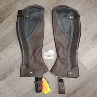 Pr Leather Half Chaps, Back Zip *vgc, mnr dirt, rubs, pills & hairy
