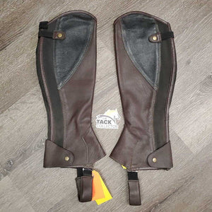 Pr Leather Half Chaps, Back Zip *vgc, mnr dirt, rubs, pills & hairy