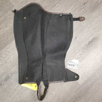 Pr Leather Half Chaps, Back Zip *vgc, mnr dirt, rubs, pills & hairy