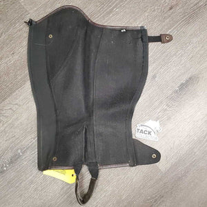 Pr Leather Half Chaps, Back Zip *vgc, mnr dirt, rubs, pills & hairy
