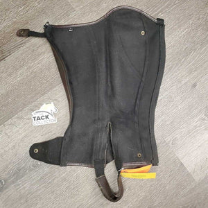 Pr Leather Half Chaps, Back Zip *vgc, mnr dirt, rubs, pills & hairy