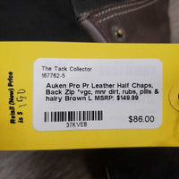 Pr Leather Half Chaps, Back Zip *vgc, mnr dirt, rubs, pills & hairy