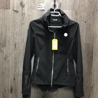 Short Rider's Jacket, zipper, High Collar *vgc, dirty?stained cuffs, mnr hair & threads
