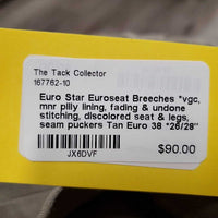 Euroseat Breeches *vgc, mnr pilly lining, fading & undone stitching, discolored seat & legs, seam puckers