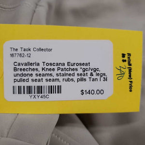 Euroseat Breeches, Knee Patches *gc/vgc, undone seams, stained seat & legs, pulled seat seam, rubs, pills