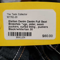 Denim Full Seat Breeches *vgc, older, seam puckers, curled lining , puckers
