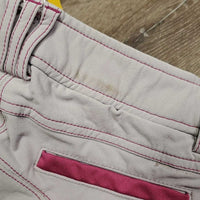 Euroseat Breeches *gc, seam puckers & rubs, puckers, dingy, discolored seat & legs, older