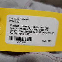 Euroseat Breeches *gc, seam puckers & rubs, puckers, dingy, discolored seat & legs, older