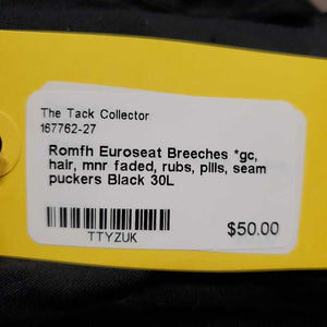 Euroseat Breeches *gc, hair, mnr faded, rubs, pills, seam puckers