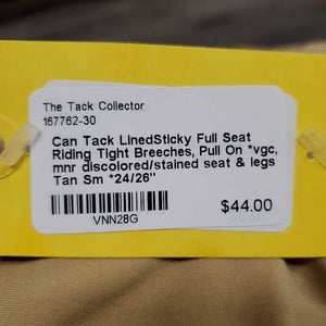 LinedSticky Full Seat Riding Tight Breeches, Pull On *vgc, mnr discolored/stained seat & legs