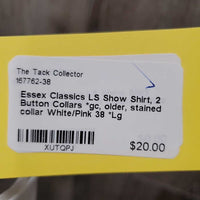 LS Show Shirt, 2 Button Collars *gc, older, stained collar
