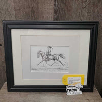 Horse & Rider Pencil Drawing Print by Lesley Bruce "Now Relax", Double Matted, Frame
