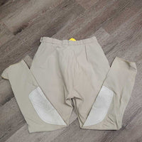 Side Zip Breeches *gc/fair, undone stitching, seam puckers, older, stretched knees