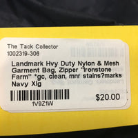 Hvy Duty Nylon & Mesh Garment Bag, Zipper "Ironstone Farm" *gc, clean, mnr stains?marks
