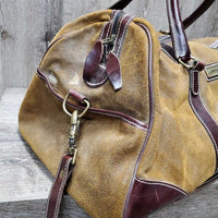 Vintage Hvy Leather/Suede Duffle Bag, shoulder strap *vgc, mnr stains, dirt & scratches