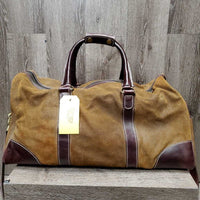 Vintage Hvy Leather/Suede Duffle Bag, shoulder strap *vgc, mnr stains, dirt & scratches