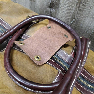 Vintage Hvy Leather/Suede Duffle Bag, shoulder strap *vgc, mnr stains, dirt & scratches