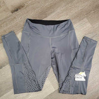 Sticky Full Seat Riding Tight Breeches, Pull On, 2 Thigh Pockets *gc, cracking/peeling logos, rubs, snags, pills