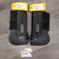 Open Front Boots *gc/fair, 1 squished, v.dirty, scratches, hairy
