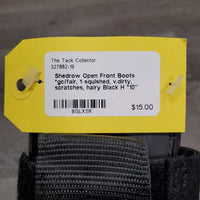 Open Front Boots *gc/fair, 1 squished, v.dirty, scratches, hairy
