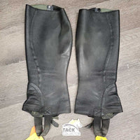 Leather Half Chaps, bag *gc/vgc, dirt, stains, thin spots, elastic: mnr stretched, snags & puckers *bag, torn seams`