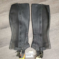 Leather Half Chaps, bag *gc/vgc, dirt, stains, thin spots, elastic: mnr stretched, snags & puckers *bag, torn seams`
