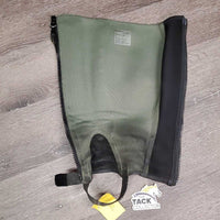 Leather Half Chaps, bag *gc/vgc, dirt, stains, thin spots, elastic: mnr stretched, snags & puckers *bag, torn seams`