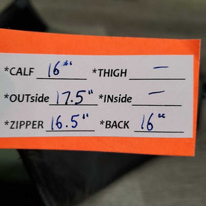 Leather Half Chaps, bag *gc/vgc, dirt, stains, thin spots, elastic: mnr stretched, snags & puckers *bag, torn seams`