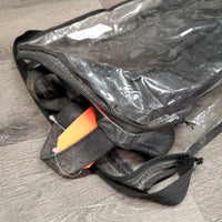 Leather Half Chaps, bag *gc/vgc, dirt, stains, thin spots, elastic: mnr stretched, snags & puckers *bag, torn seams`