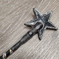 Star Riding Crop - Whip, Ribbon wrapped *gc/fair, unravelling ribbon, dusty, mnr edge rubs
