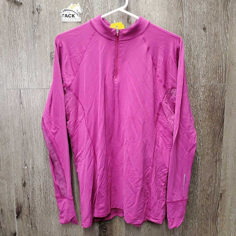LS Sun Shirt, 1/4 Zip Up, Lace - Mesh Sleeves *gc, frayed pit elatics