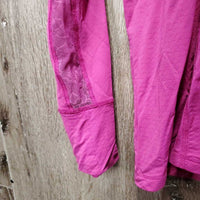 LS Sun Shirt, 1/4 Zip Up, Lace - Mesh Sleeves *gc, frayed pit elatics