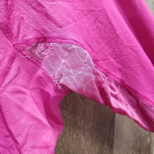 LS Sun Shirt, 1/4 Zip Up, Lace - Mesh Sleeves *gc, frayed pit elatics