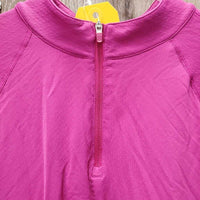 LS Sun Shirt, 1/4 Zip Up, Lace - Mesh Sleeves *gc, frayed pit elatics