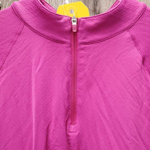 LS Sun Shirt, 1/4 Zip Up, Lace - Mesh Sleeves *gc, frayed pit elatics