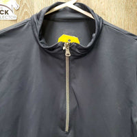 LS Sun Shirt, 1/2 Zip Up, mesh sleeves *gc, v.pulled elastics, pit stains

