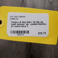 LS Sun Shirt, 1/2 Zip Up, mesh sleeves *gc, v.pulled elastics, pit stains
