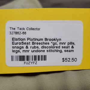 EuroSeat Breeches *gc, mnr pills, snags & rubs, discolored seat & legs, mnr undone stitching, seam puckers