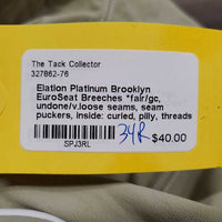EuroSeat Breeches *fair/gc, undone/v.loose seams, seam puckers, inside: curled, pilly, threads, pulled tags, snags, stained seat/legs
