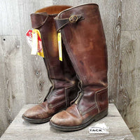 MENS Thick Polo Boots, front zips, top buckle *fair, holey edges, clean & dirty, rubs, faded, scrapes, stains, scratches, peeled soles