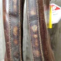 MENS Thick Polo Boots, front zips, top buckle *fair, holey edges, clean & dirty, rubs, faded, scrapes, stains, scratches, peeled soles
