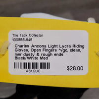 Light Lycra Riding Gloves, Open Fingers *vgc, clean, mnr dusty & rough ends