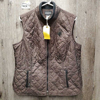 Quilt Vest, Zipper *gc, clean, hair, edges: loose threads & frays, older, puckers, clumpy fleece

